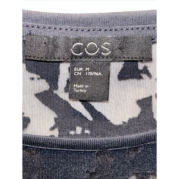 COS Blouse Top Womens Sz M Black Burnout Sheer Pullover Contemporary Minimalist - Picture 6 of 8